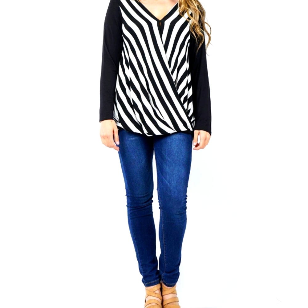 Stripe Surplice Front Tunic